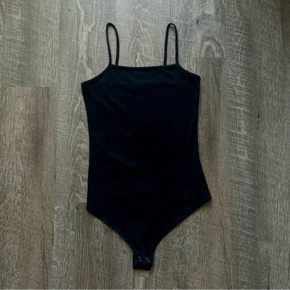 wild fable women’s black square neck spaghetti strap cami tank bodysuit size xs